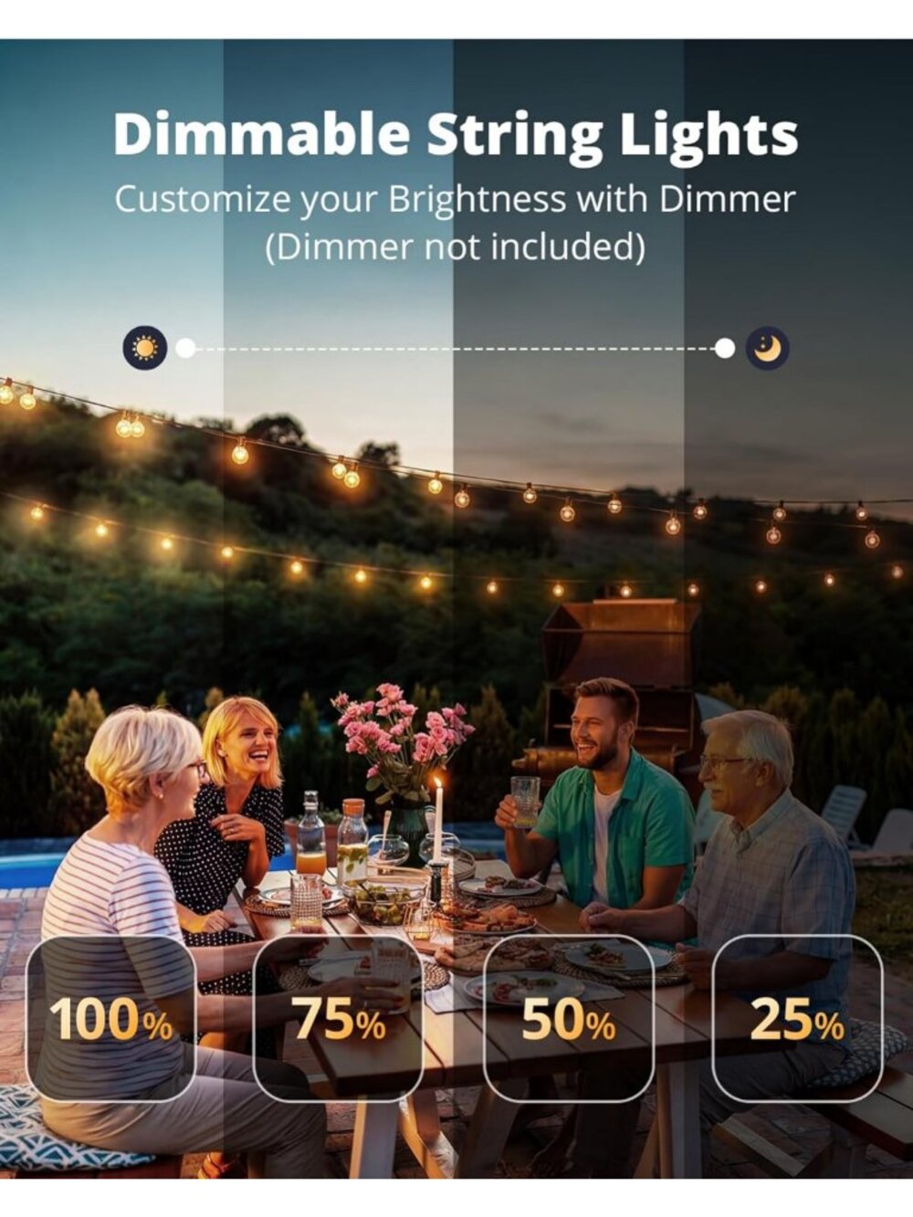 30FT Waterproof Vintage LED Globe String Lights | Dimmable, Shatterproof - Picture 2 of 9